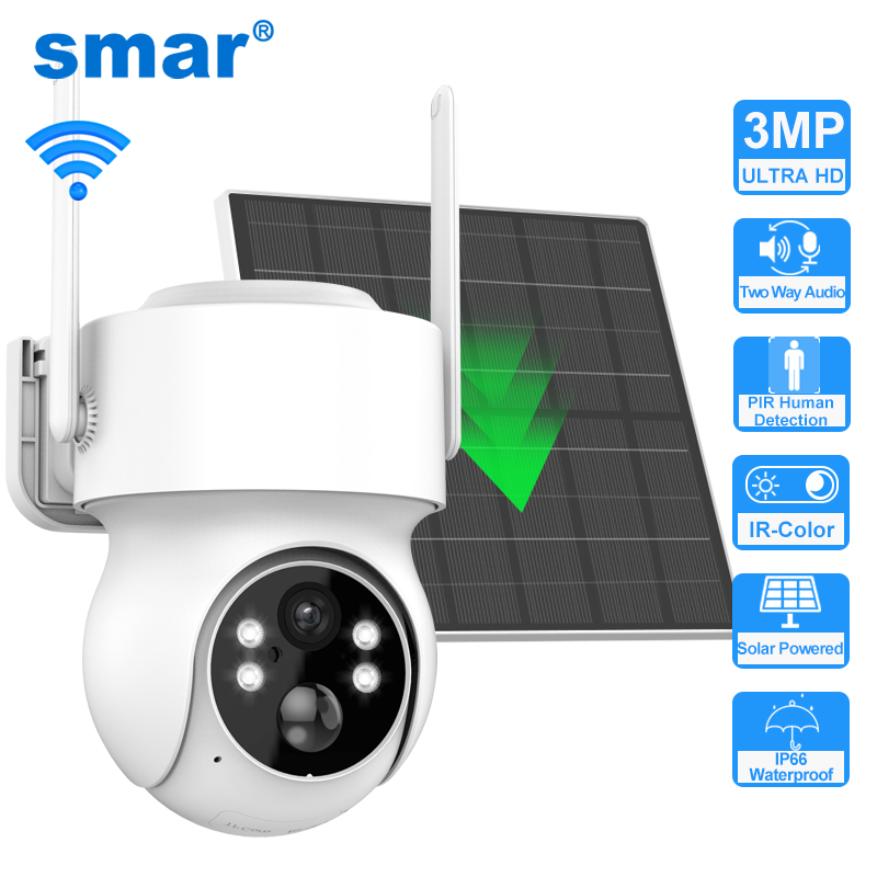 Home Security Cameras Wireless - Smar Solar Panel PTZ IP Camera
