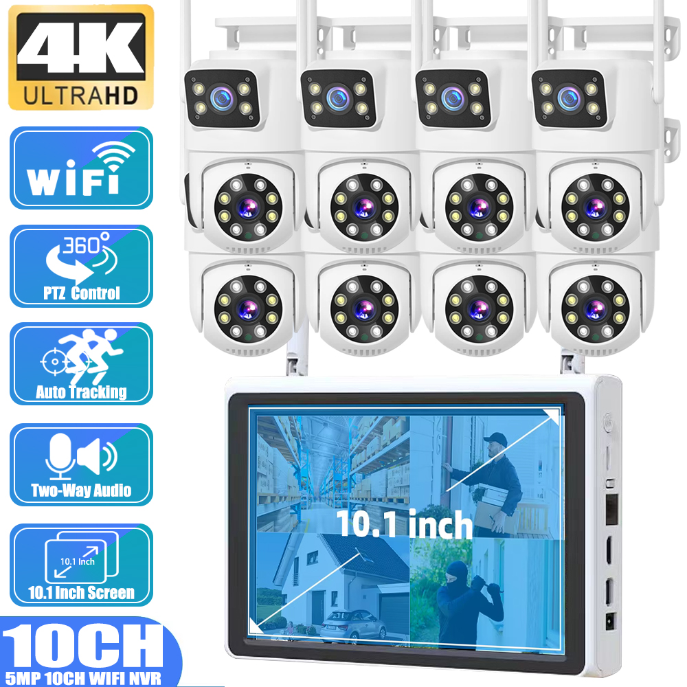 Home Security Cameras Wireless - 10 Channel CCTV Security 4K Dual