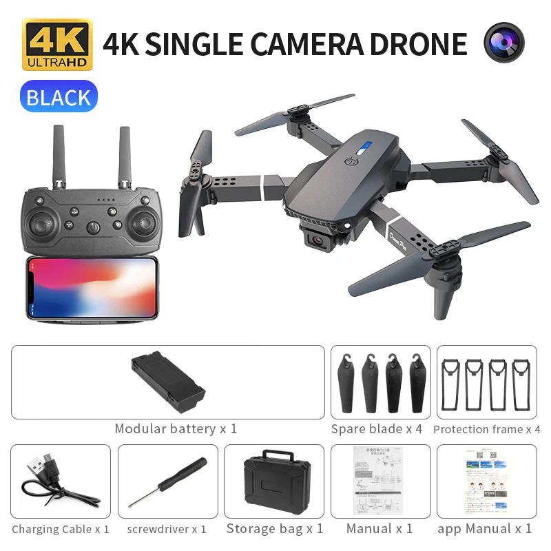 Home Security Cameras Outdoor - E88 ProIntelligent Folding Drone Supports single/Dual
