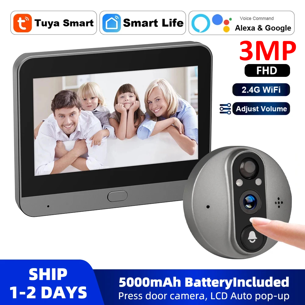 3MP WiFi Smart Tuya Peephole 5 - Home Security Adt reseña y precio