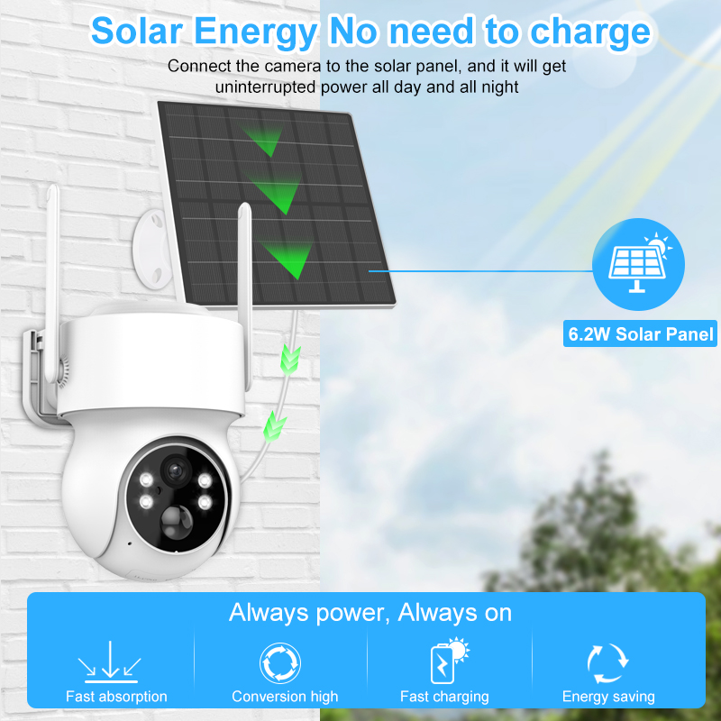 Smar Solar Panel PTZ IP Camera - Home Security Cameras Wireless reseña y precio
