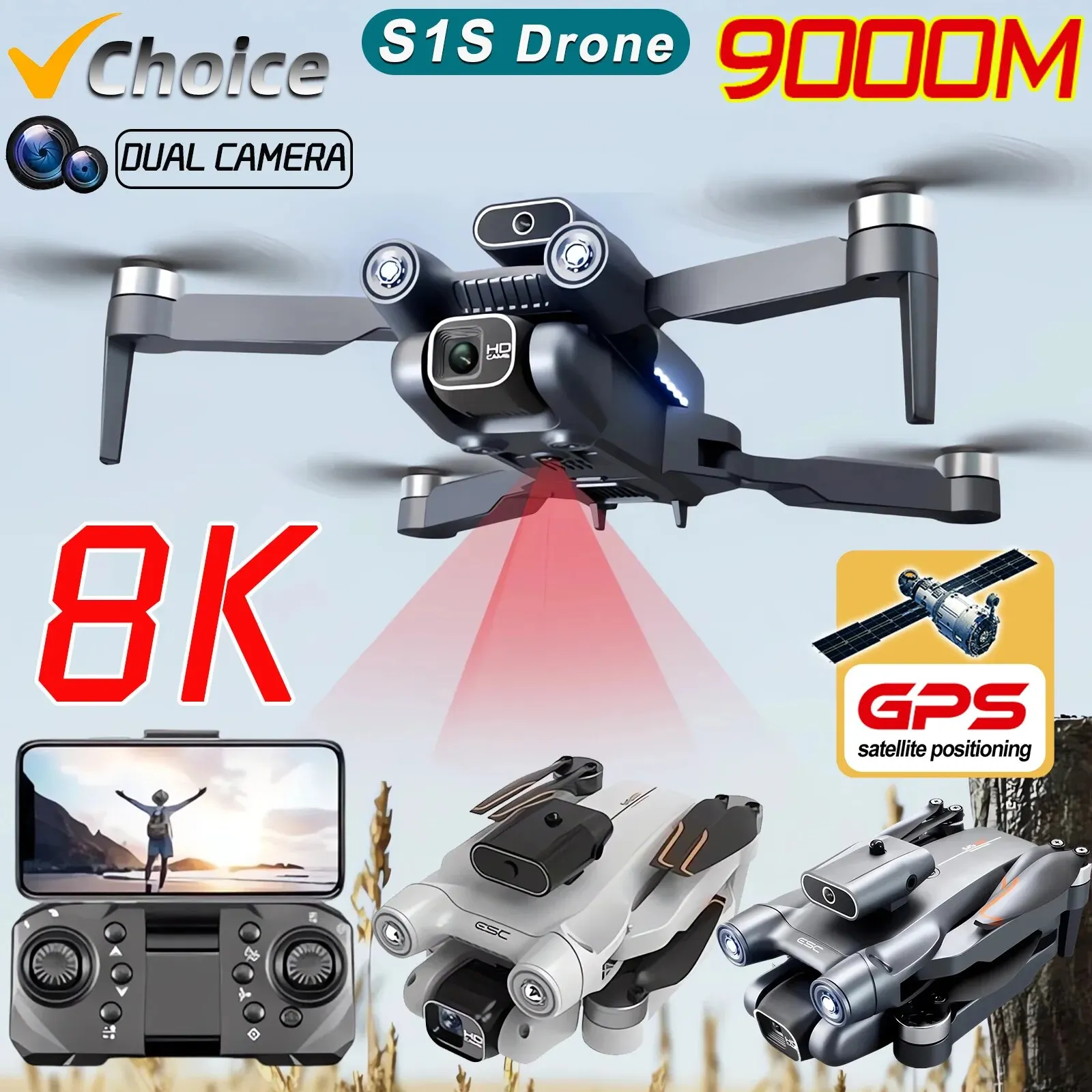 New S1S 5G GPS Drone Camera 8K - Home Security Cameras Outdoor reseña y precio