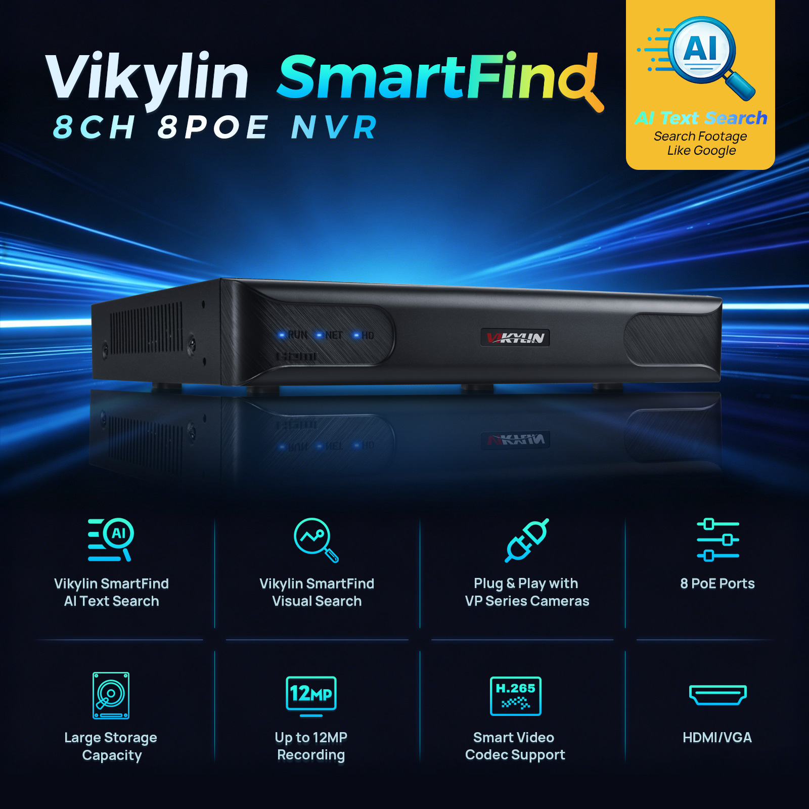 Vikylin 4K NVR UP to 12MP 8CH  - Home Security Network reseña y precio
