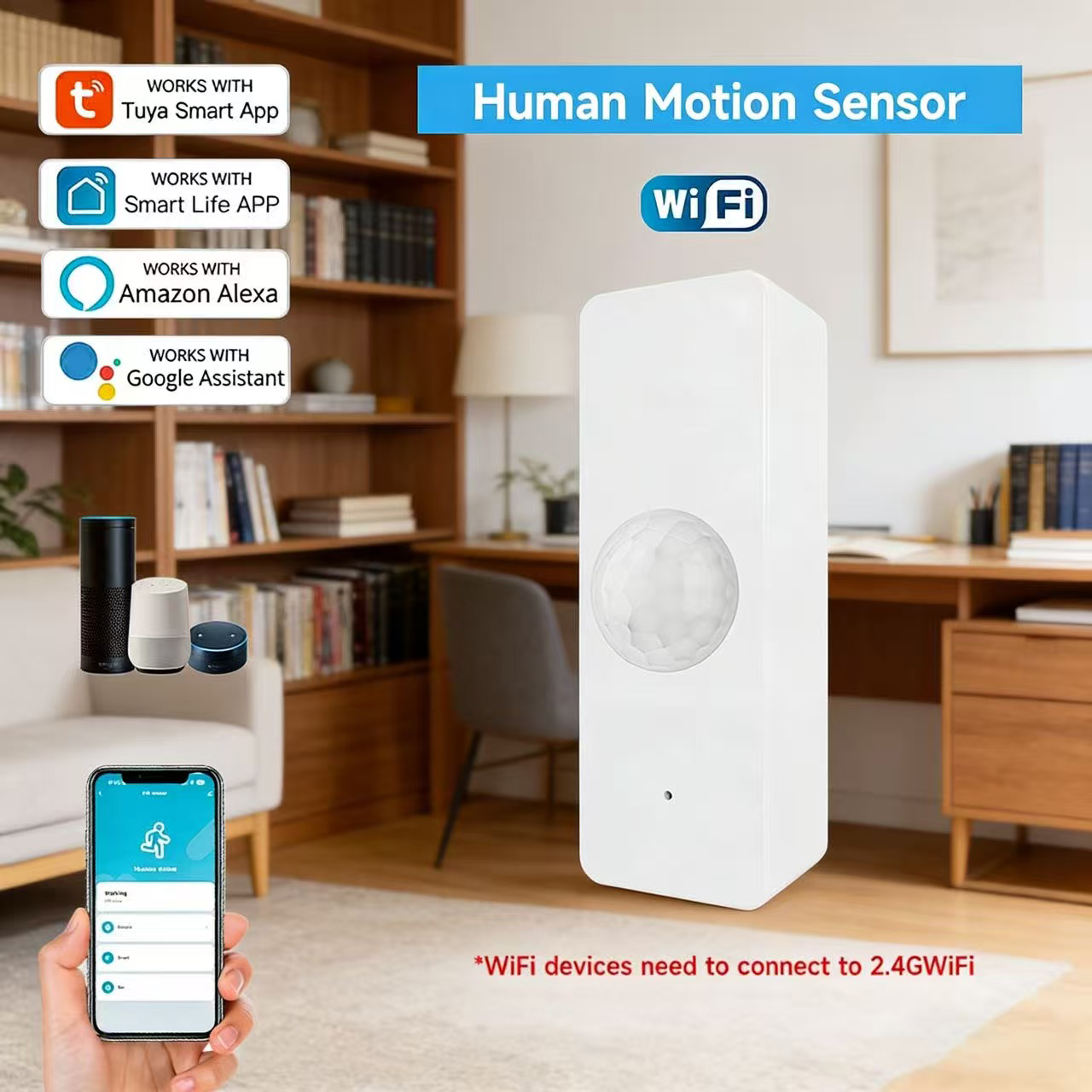 WiFi Smart PIR Motion Sensor T - Home Security Alexa reseña y precio