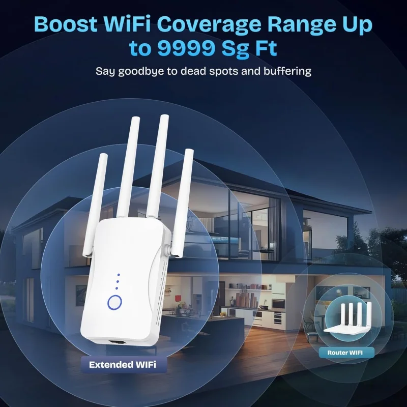 2.4G/5GHz Dual Band WiFi Repea - Home Security Network reseña y precio